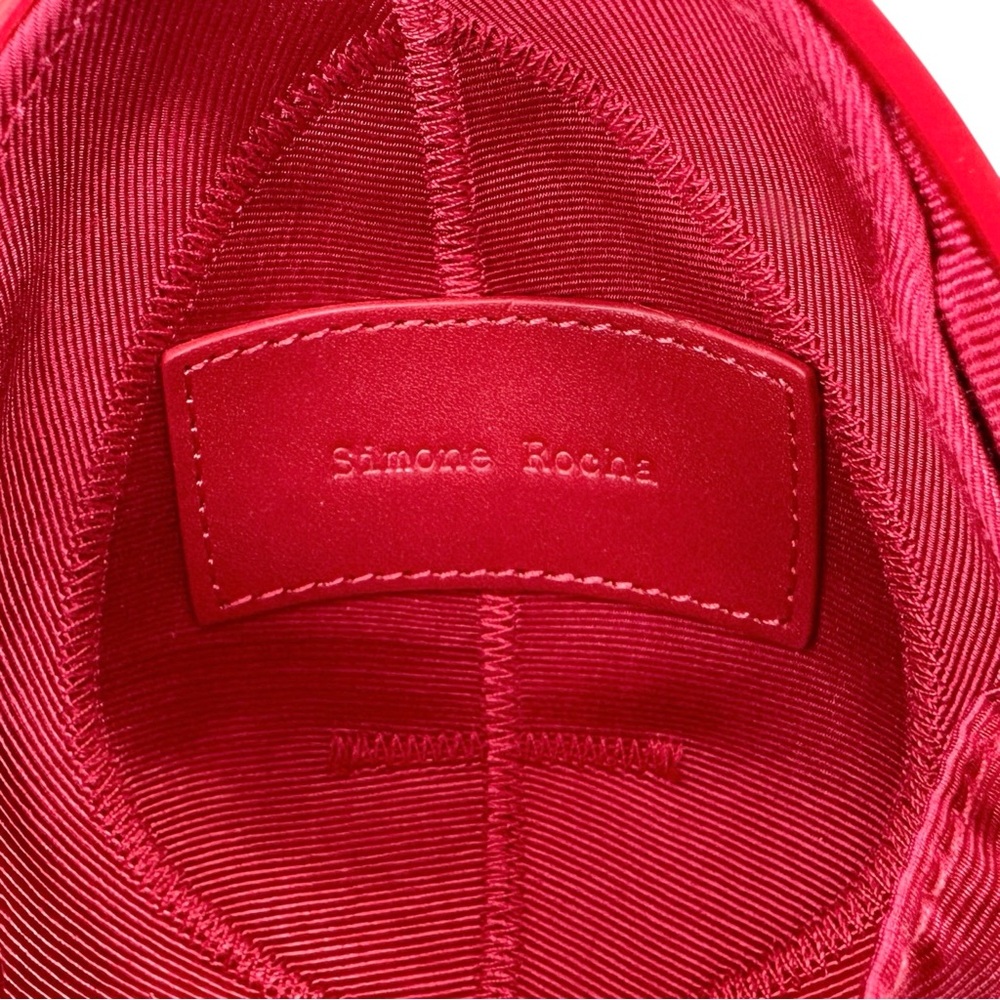 Simone Rocha Red Micro Embellished Faux Pearl Strap Hard Shell Egg Clutch Bag - Picture 15 of 16
